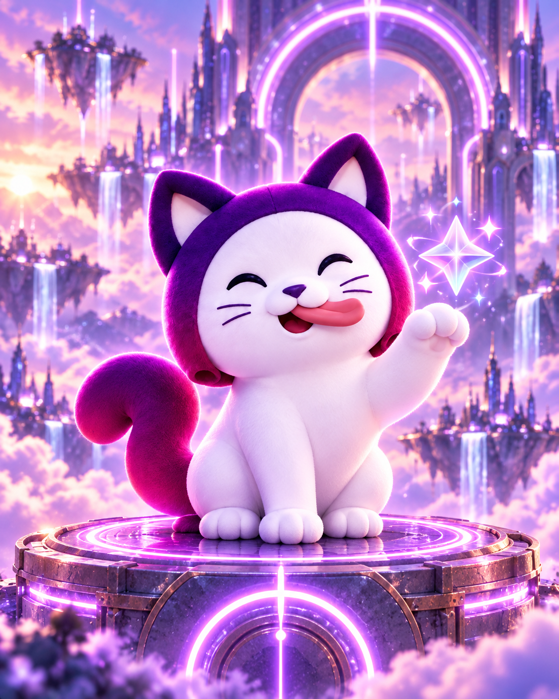 Arcat holding a glowing lucky star